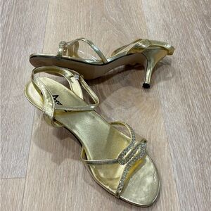 Annie Sonja Gold Strappy Sparkle Heels